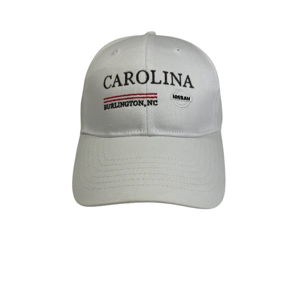 Carolina Burlington Nissan Embroidered Logo White Hook & Loop Trucker Hat Cap